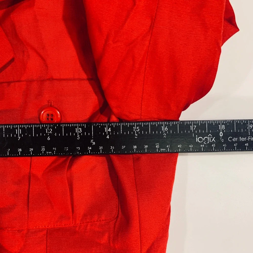 VTG Made In US25 Rena Rowan Blazer Jacket Red Button Front Pockets Career Size 4